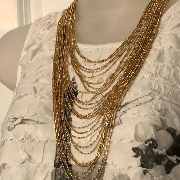 NWT Multi-Row Italian Waterfall Necklace in Goldtone. - Picture 11 of 15